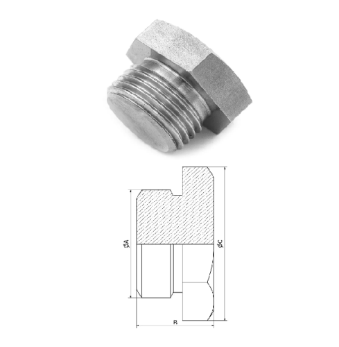 image Bouchon mâle à tête hexagonale acier zingué